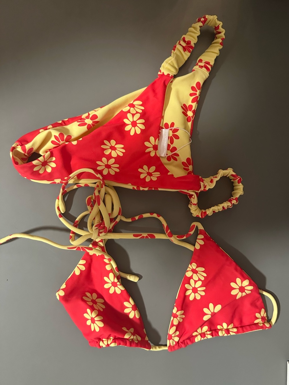 Red & Yellow Floral reversible Bikini Set